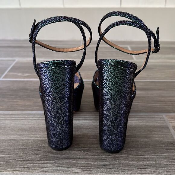 AQUAZZURA Sinner Ombre Platform Ankle-strap Sandals Sz 40 Petroleum Blue NIB - Picture 10 of 13